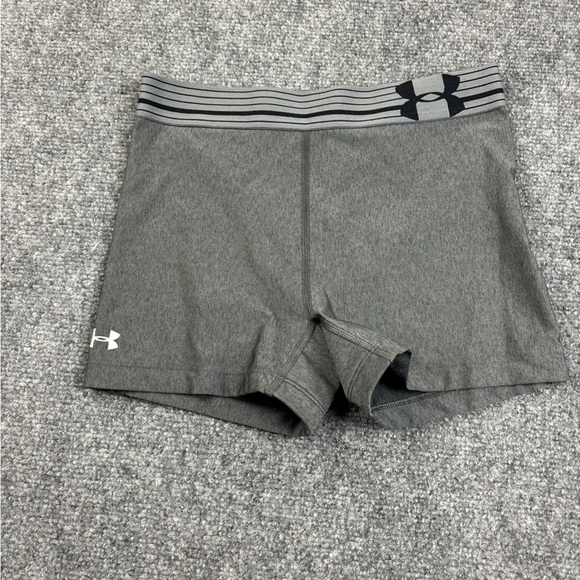 UNDER ARMOUR Women’s Grey/Black Heat Gear Compression Shortie Shorts size Medium - Picture 1 of 7